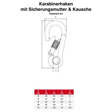 KARABINERHAKEN EDELSTAHL A4